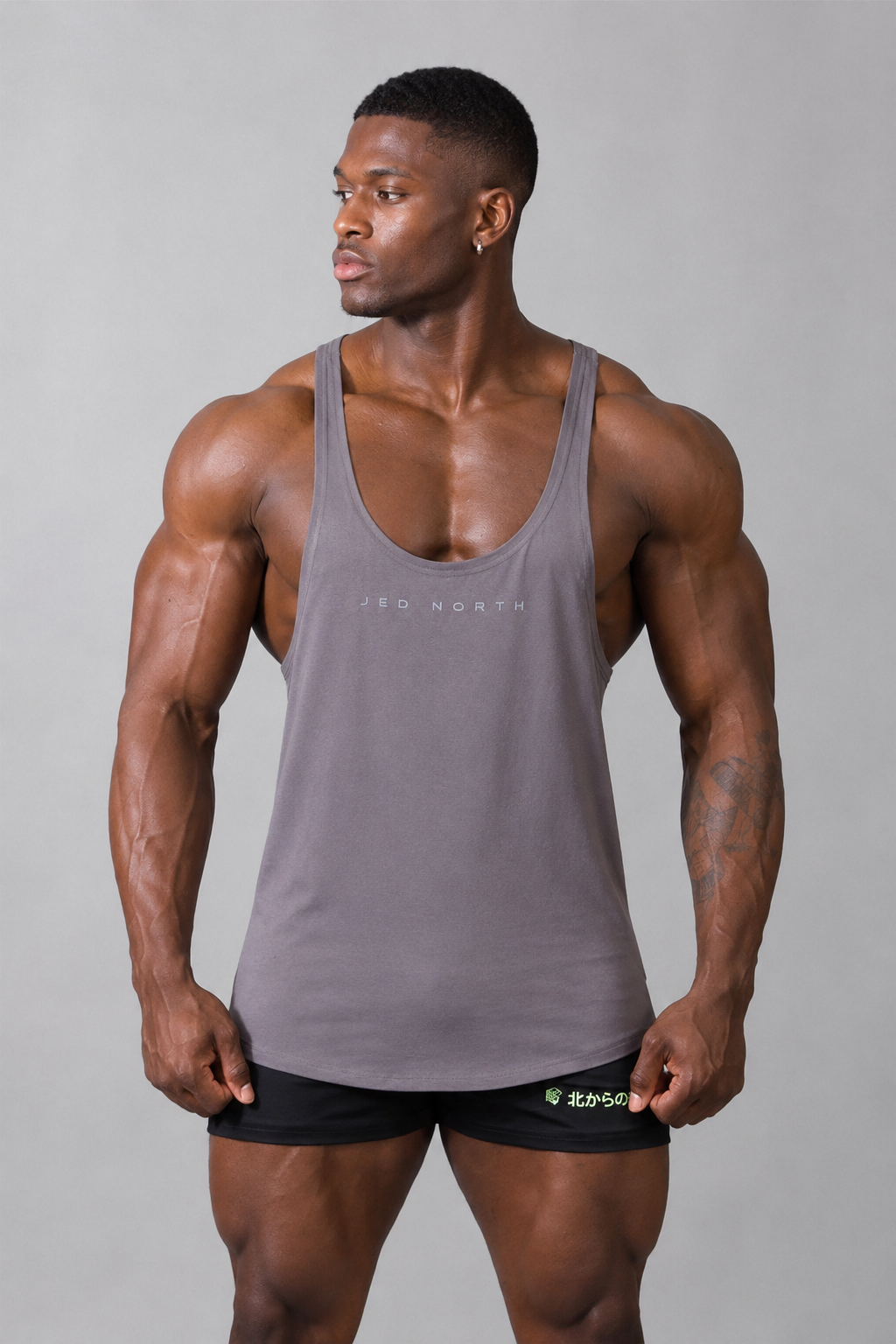 Jed North Classic Bodybuilding Racerback Stringer - Stahlgrau