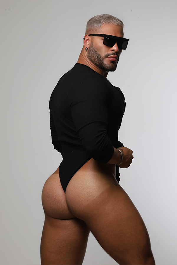 JJ Malibu Infinity Long Sleeve Button Up Bodysuit - Midnight Black