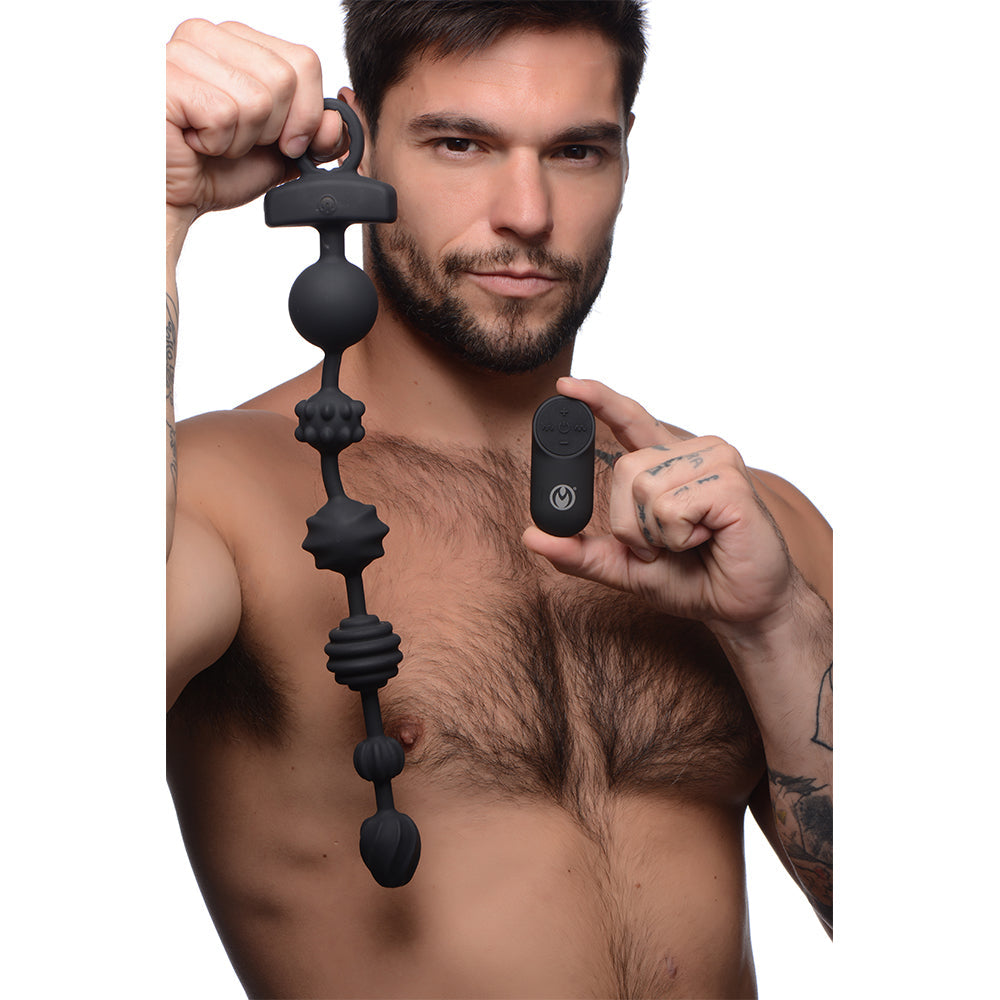 21 cuentas anales de silicona vibrantes Dark Rattler con control remoto