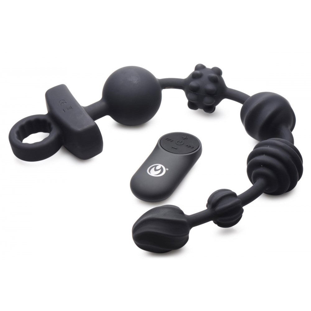 21 cuentas anales de silicona vibrantes Dark Rattler con control remoto
