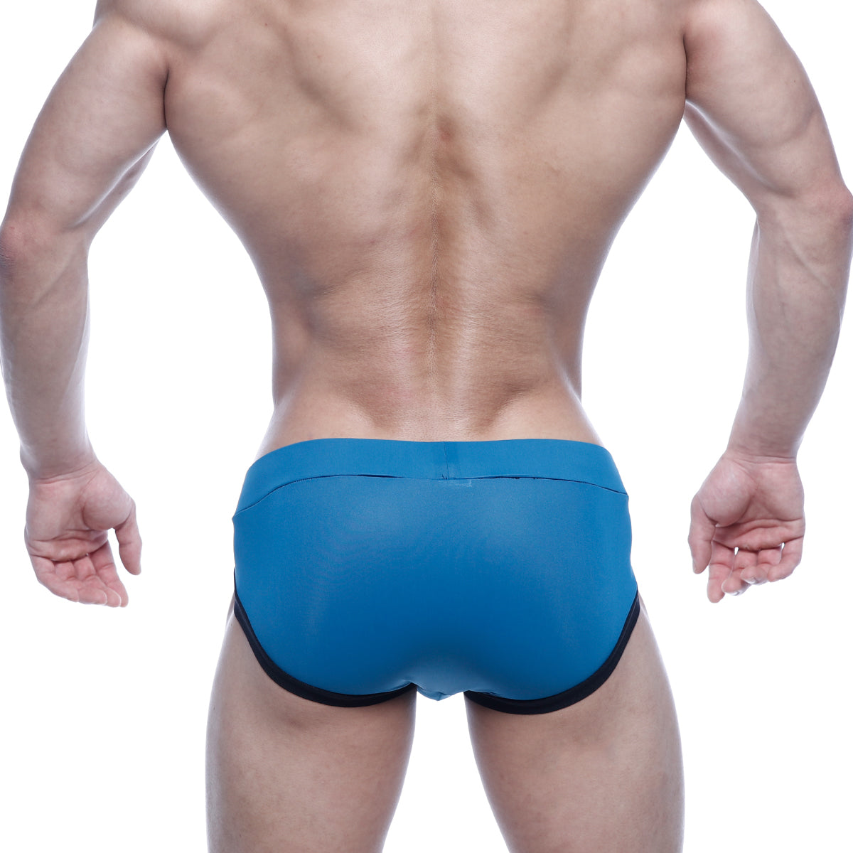 Blue swim trunks with black trim from metromalewear filosofico bikini petrol 2304-08 for swimming and beachwear