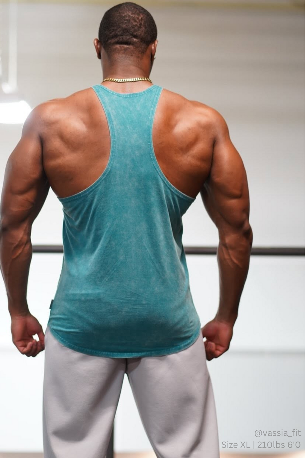 Jed North Men's Retro Washed Bodybuilding Stringer - Deep Sea
