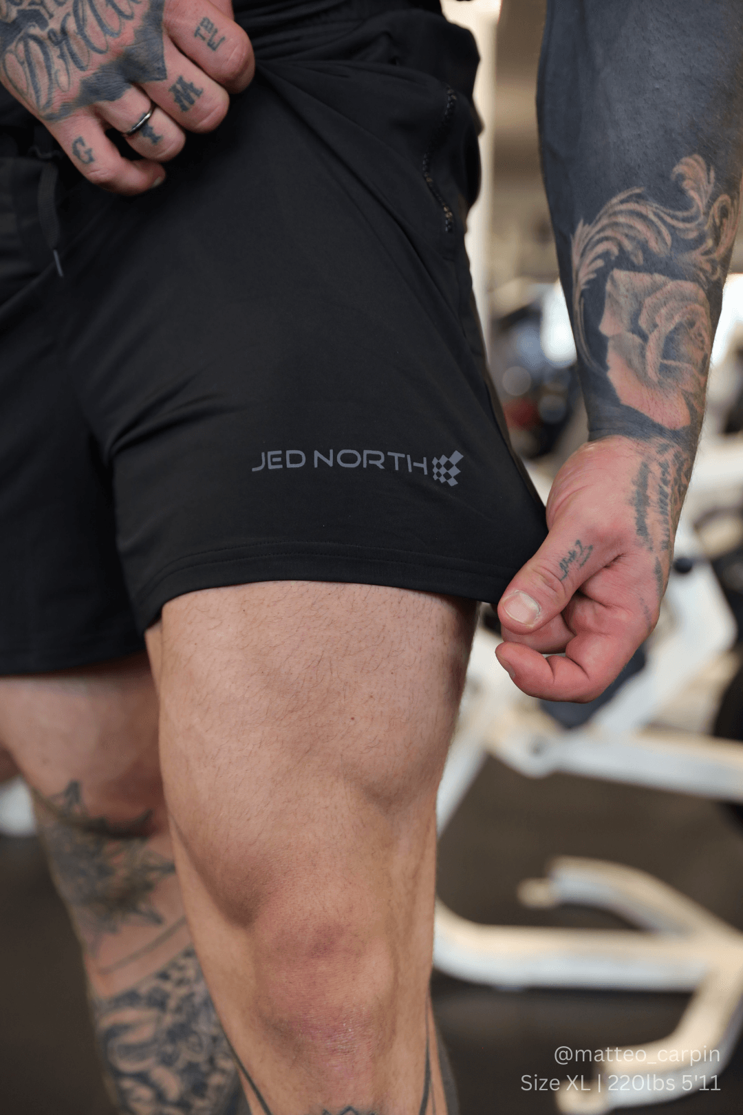 Jed North Men's Agile Bodybuilding 4'' Shorts w Zipper Pockets - Noir