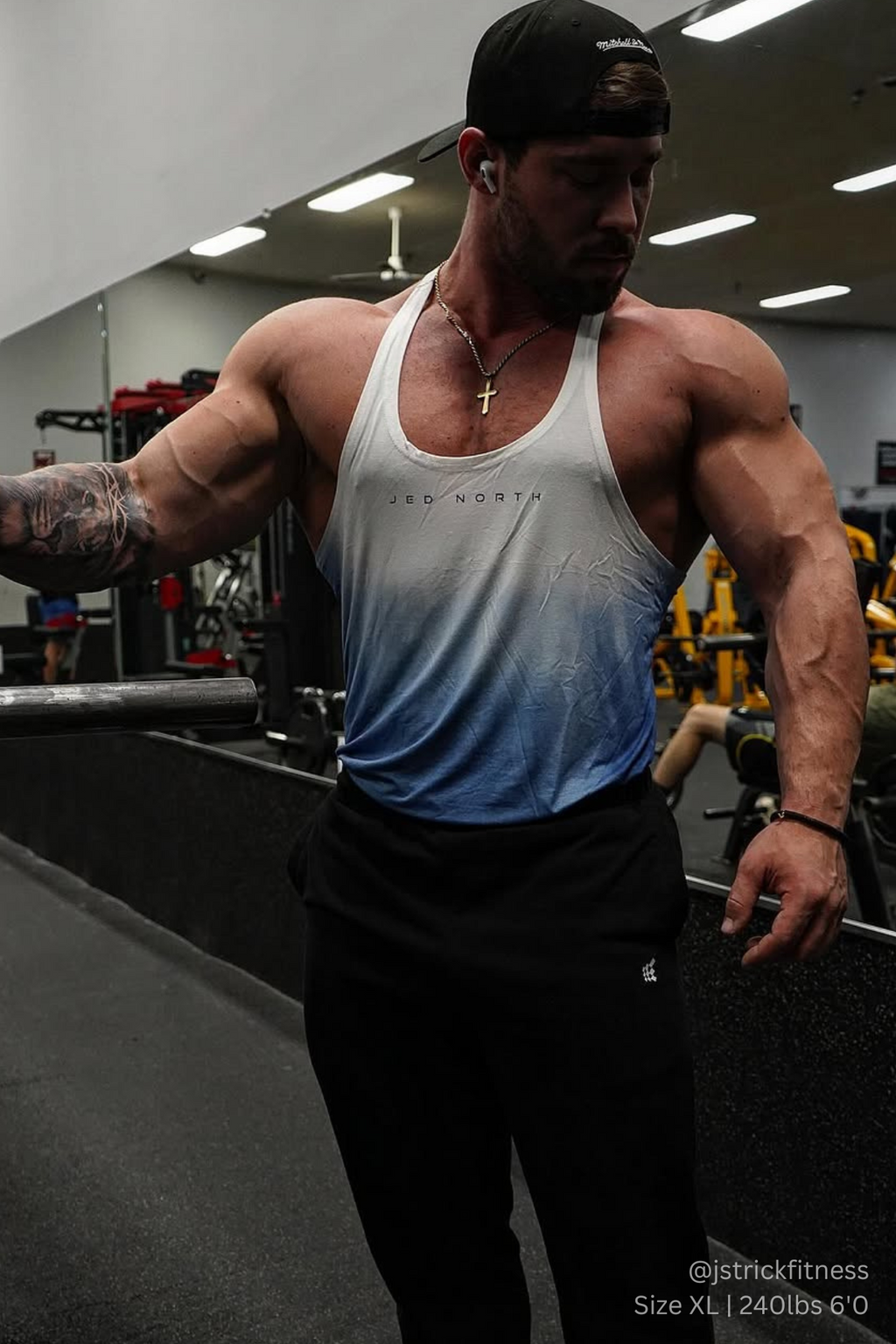 Jed North Men's Classic Bodybuilding Racerback Stringer - Ombre Blue