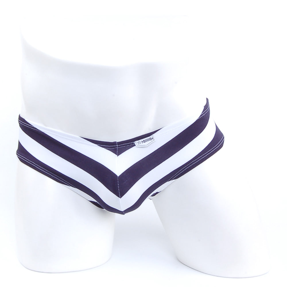 Navy and white striped men’s briefs with chevron pattern metroMalewear ventura brief stripe 2713-40