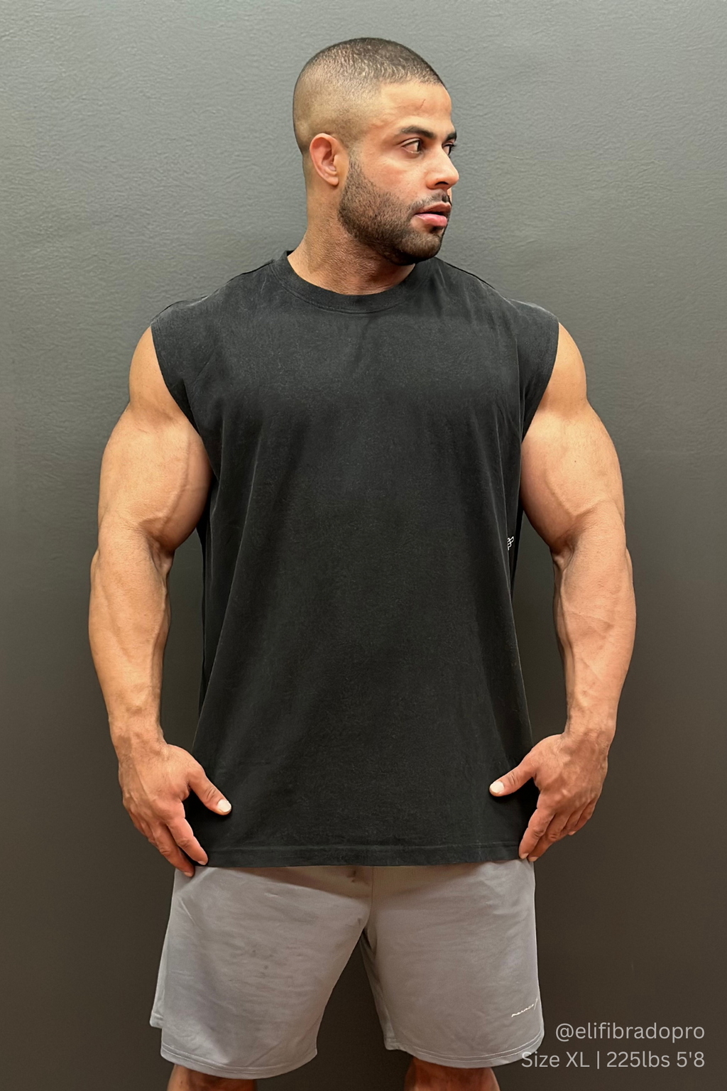 Jed North Men's Retro Oversized Muscle Tee - Washed Black