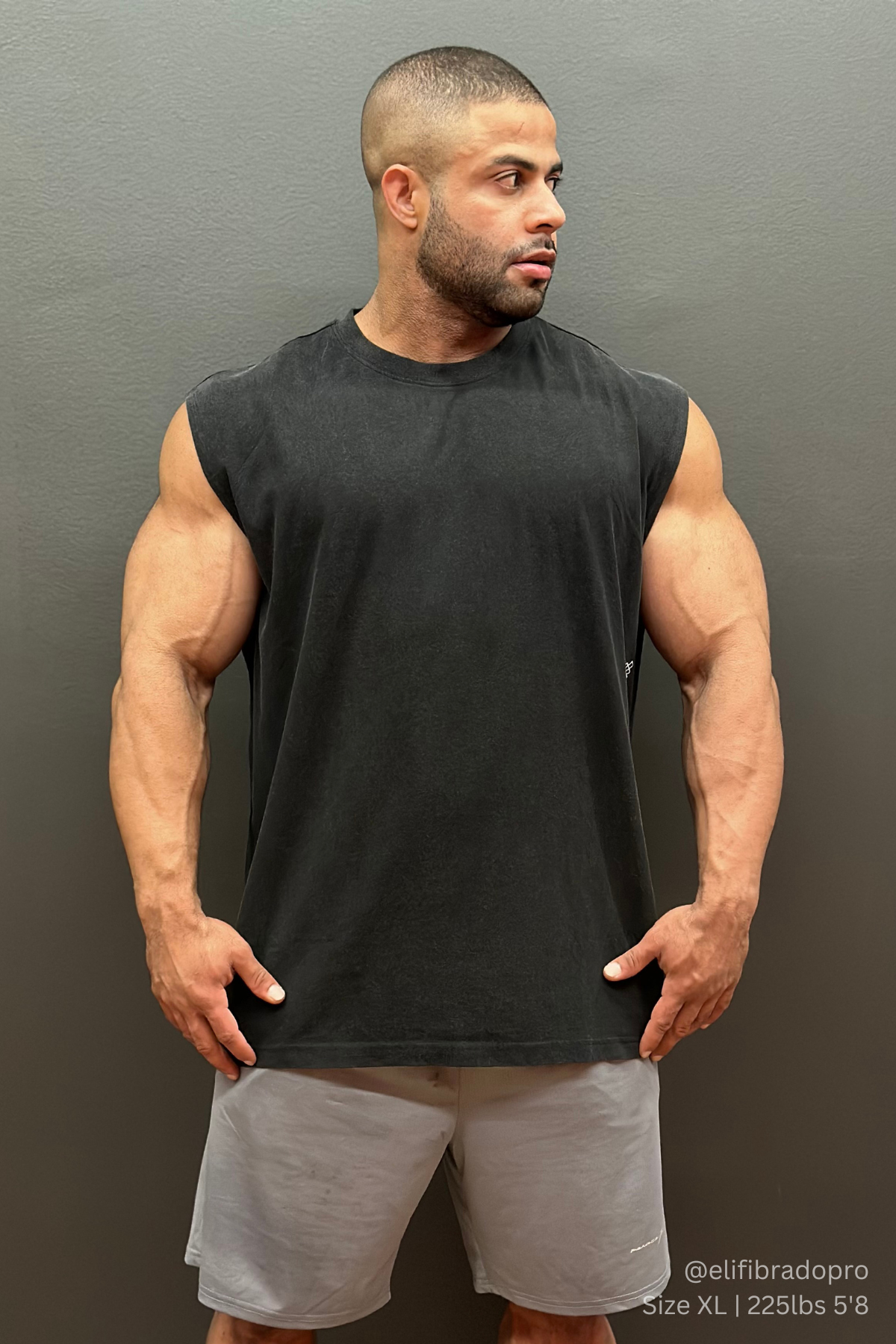 Jed North Men's Retro Oversized Muscle Tee - Washed Black