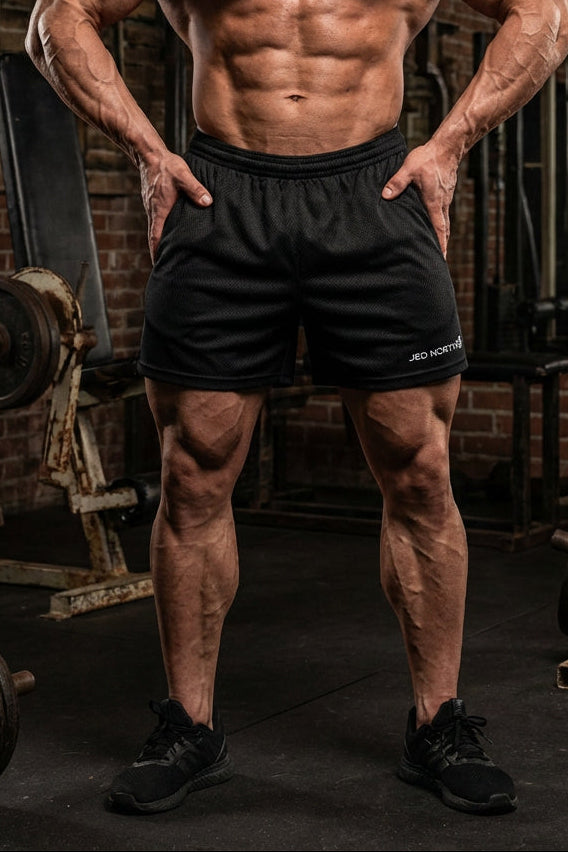 Jed North Men's Athletic Mesh Shorts - Black