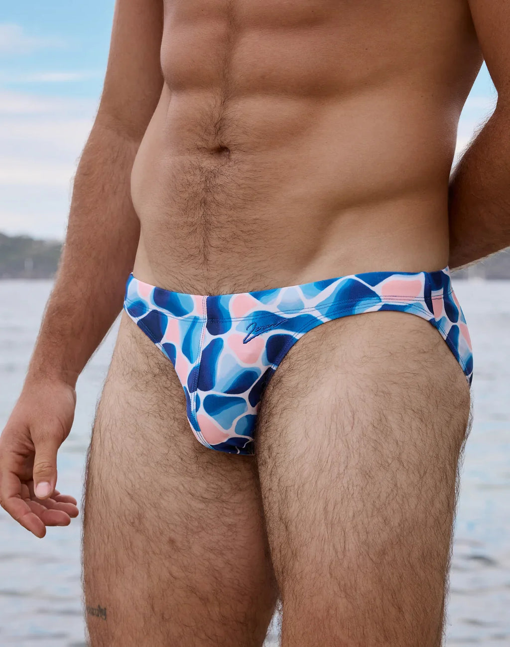 2EROS V20 Abstract Print Swim Brief Swimwear - Aqua/Navy