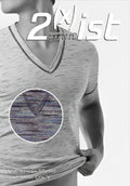 Gray heathered 2xist static deep v neck t shirt with subtle textured pattern size l made of soft fabric