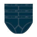 Dark blue jockey classic y-front briefs with white stitching and branded waistband 3 pack size 14 navy m90603