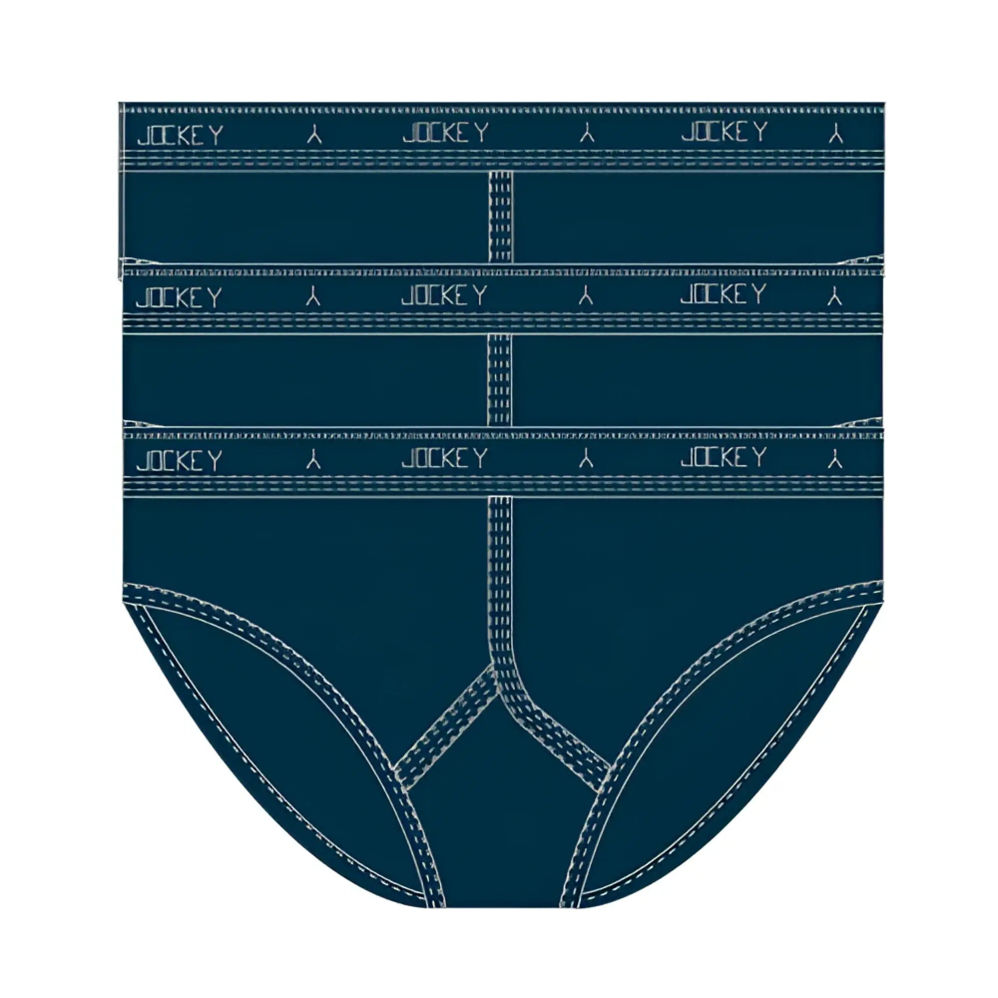 Dark blue jockey classic y-front briefs with white stitching and branded waistband 3 pack size 14 navy m90603