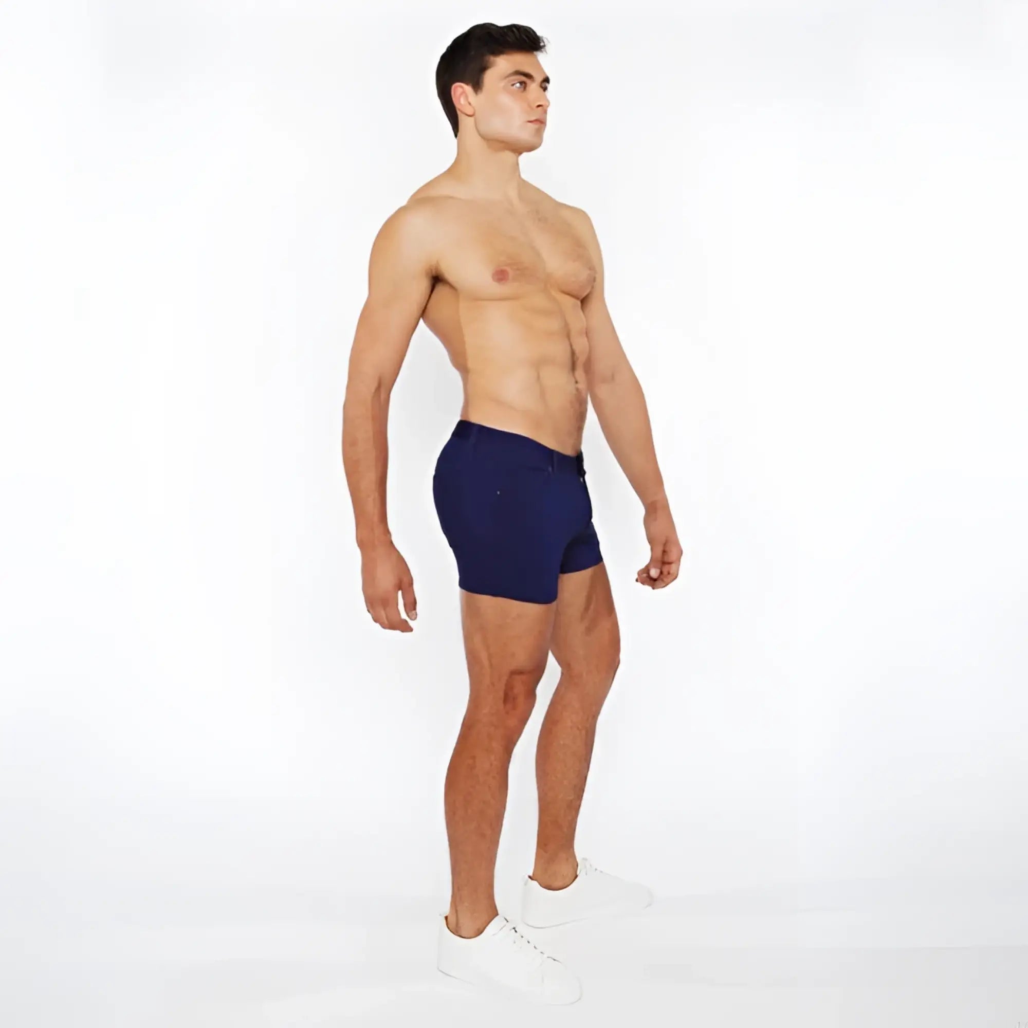 Navy blue 3 inch stretch knit duo tone athletic briefs designed for comfort and flexibility during exercise