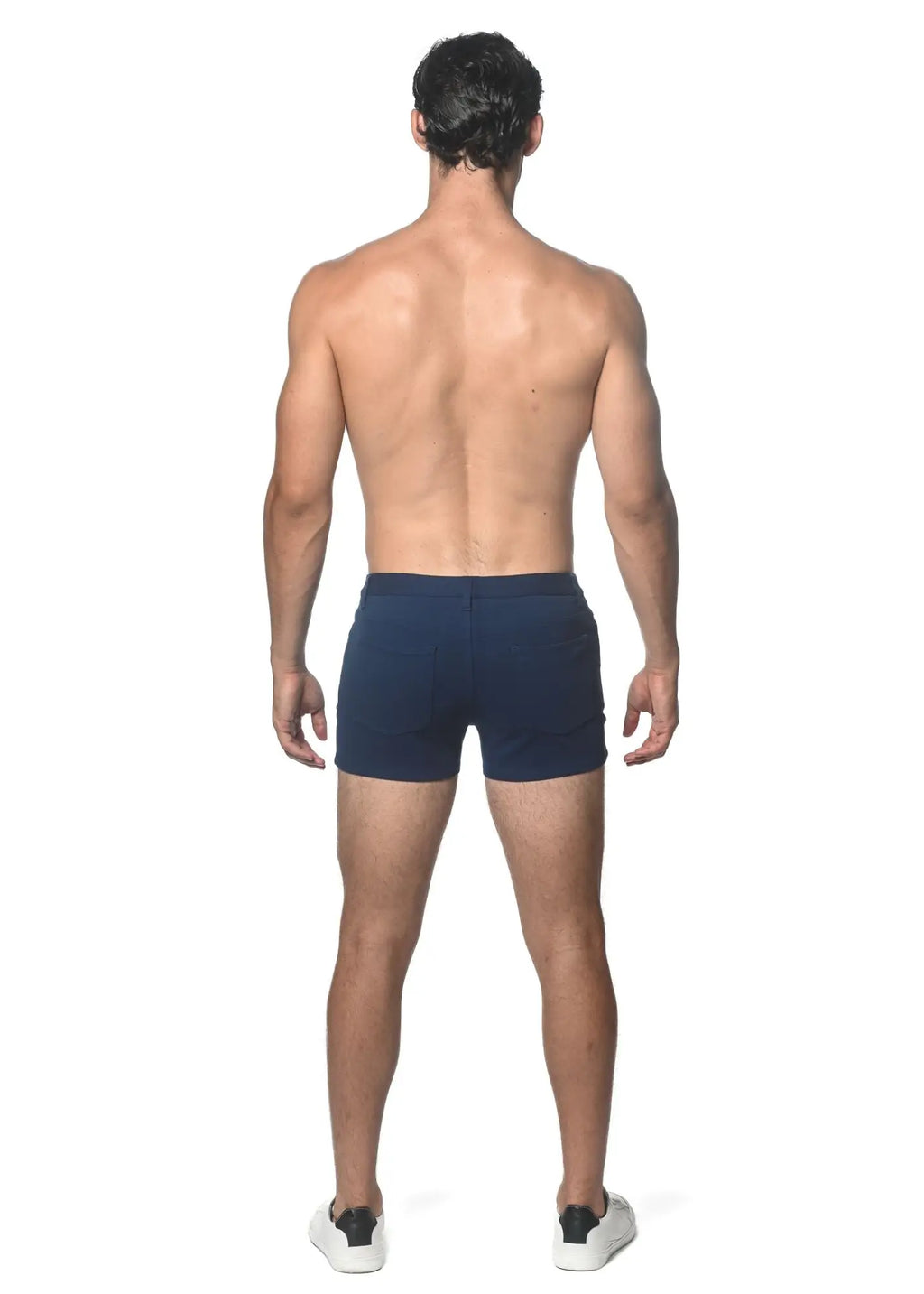 Navy blue 3 inch stretch knit short briefs made of stretch knit fabric for comfortable everyday wear