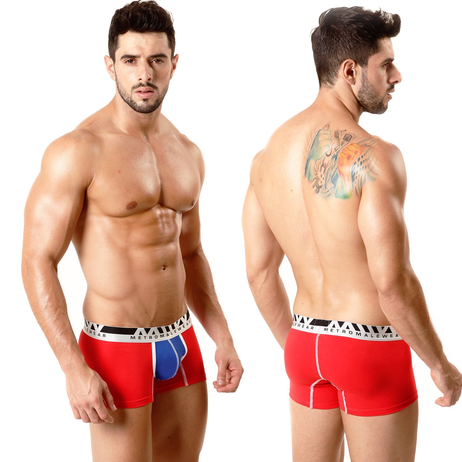 MetroMaleWear Tricolor Short Boxer Red 7Inch 3022-C13