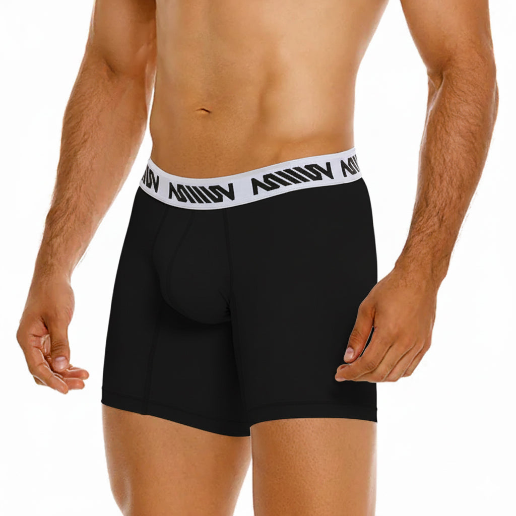 MetroMaleWear Cotton Mid Boxer 10Inch Black 3023-20