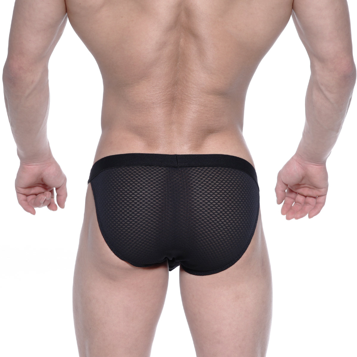 Black mesh briefs with solid waistband by metromalewear grabit bikini 3105-70 for comfortable daily wear
