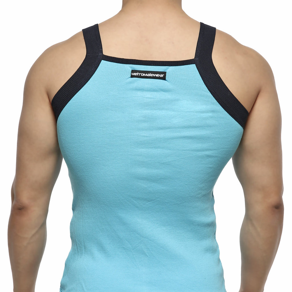 MetroMaleWear Square Cut Tank Top Turquoise 3125-08