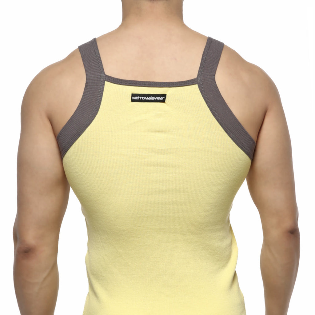 MetroMaleWear Square Cut Tank Top Yellow 3125-15