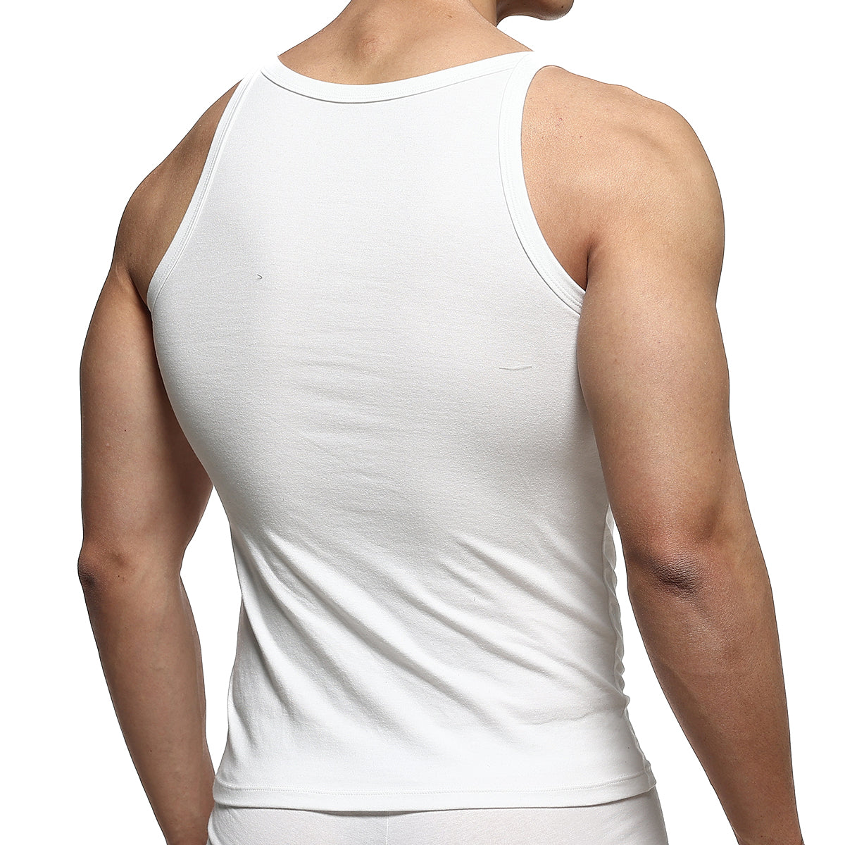 MetroMaleWear modern white cotton tank top with seamless construction and round neckline for comfortable wear