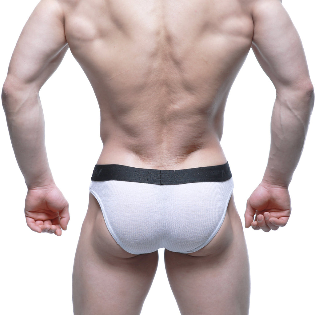 MetroMaleWear air brief white 3803-00 textured briefs with black niche elastic waistband for comfortable wear
