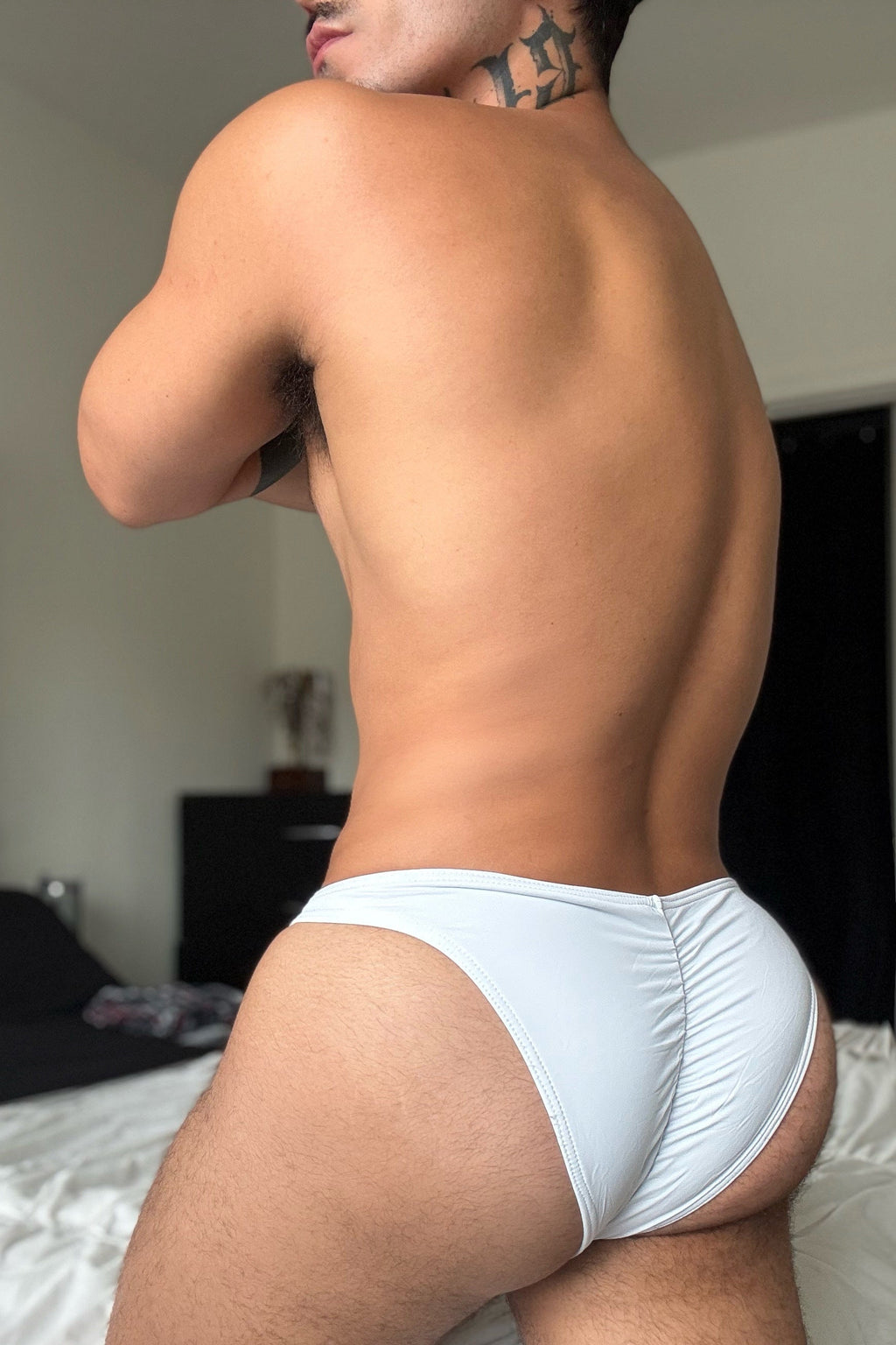 JJ Malibu Men's Classic Scrunch-Butt Swim Briefs - Polar White