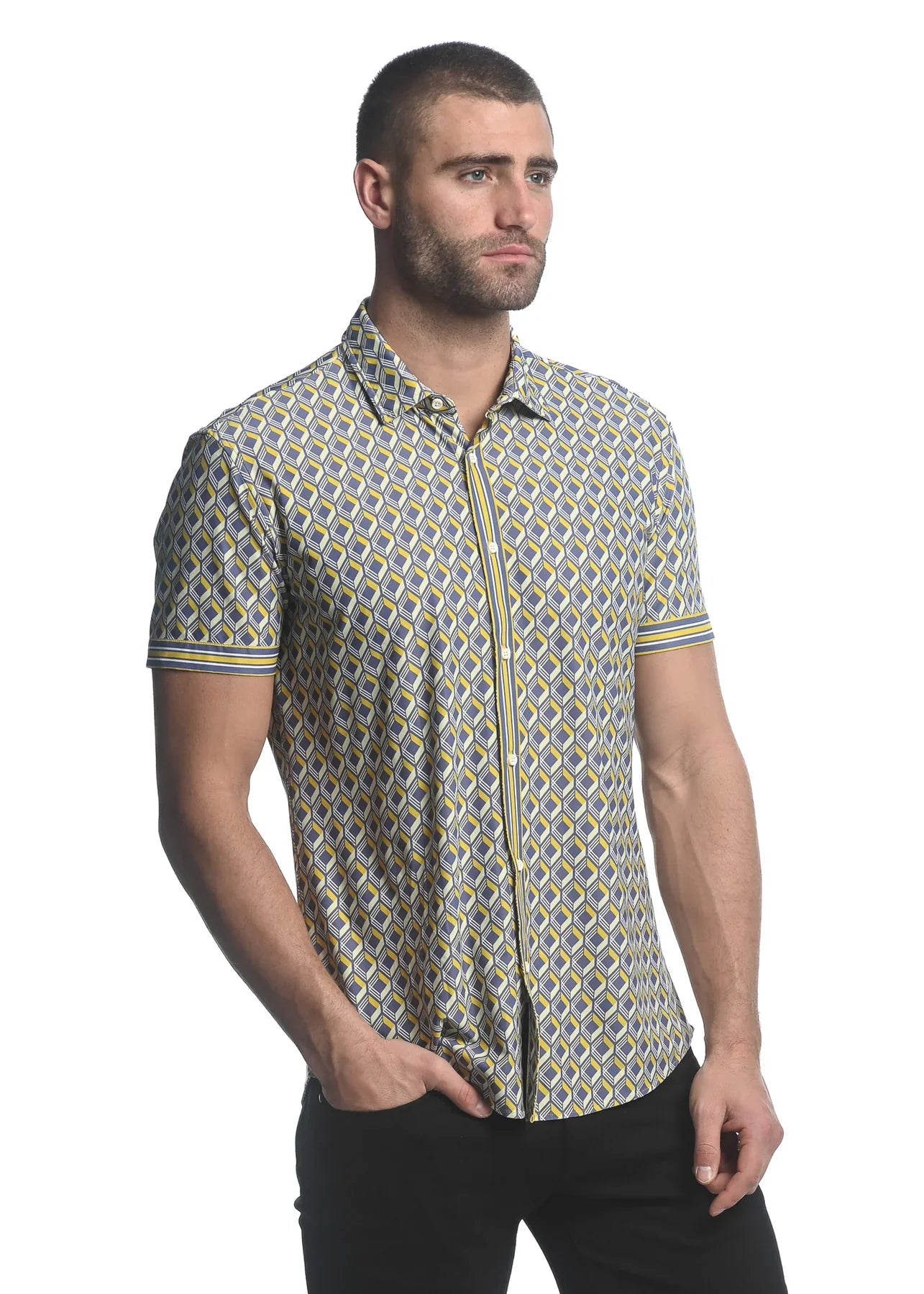 3D SQUARES  PRINTED PERFORMANCE S/S SHIRT - DealByEthan.gay loves ST33LE