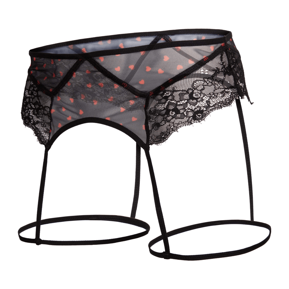 Secret Male SMU007 Peek-a-boo Dessous mit Blumenspitze und Herzen