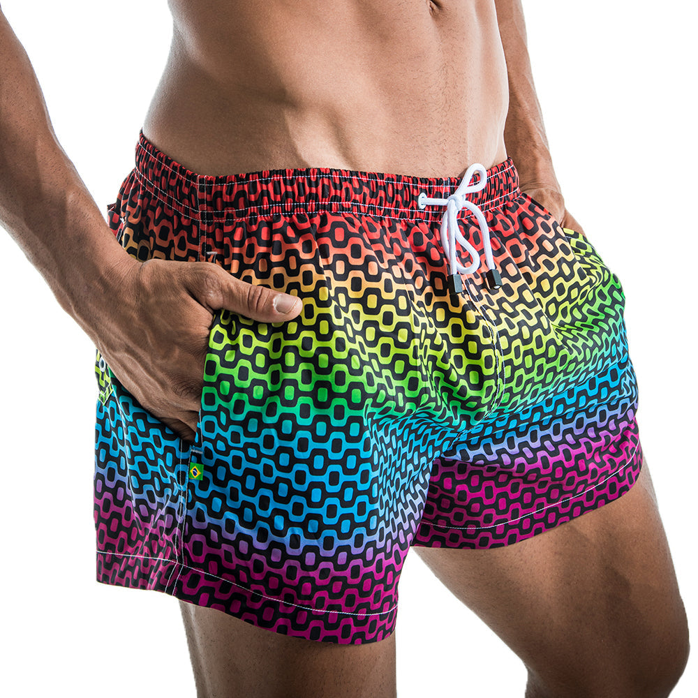 CA-RIO-CA VOLLEY MINI PAVEMENT IPANEMA PRIDE SHORTS - Regenbogen-Badehose für Herren