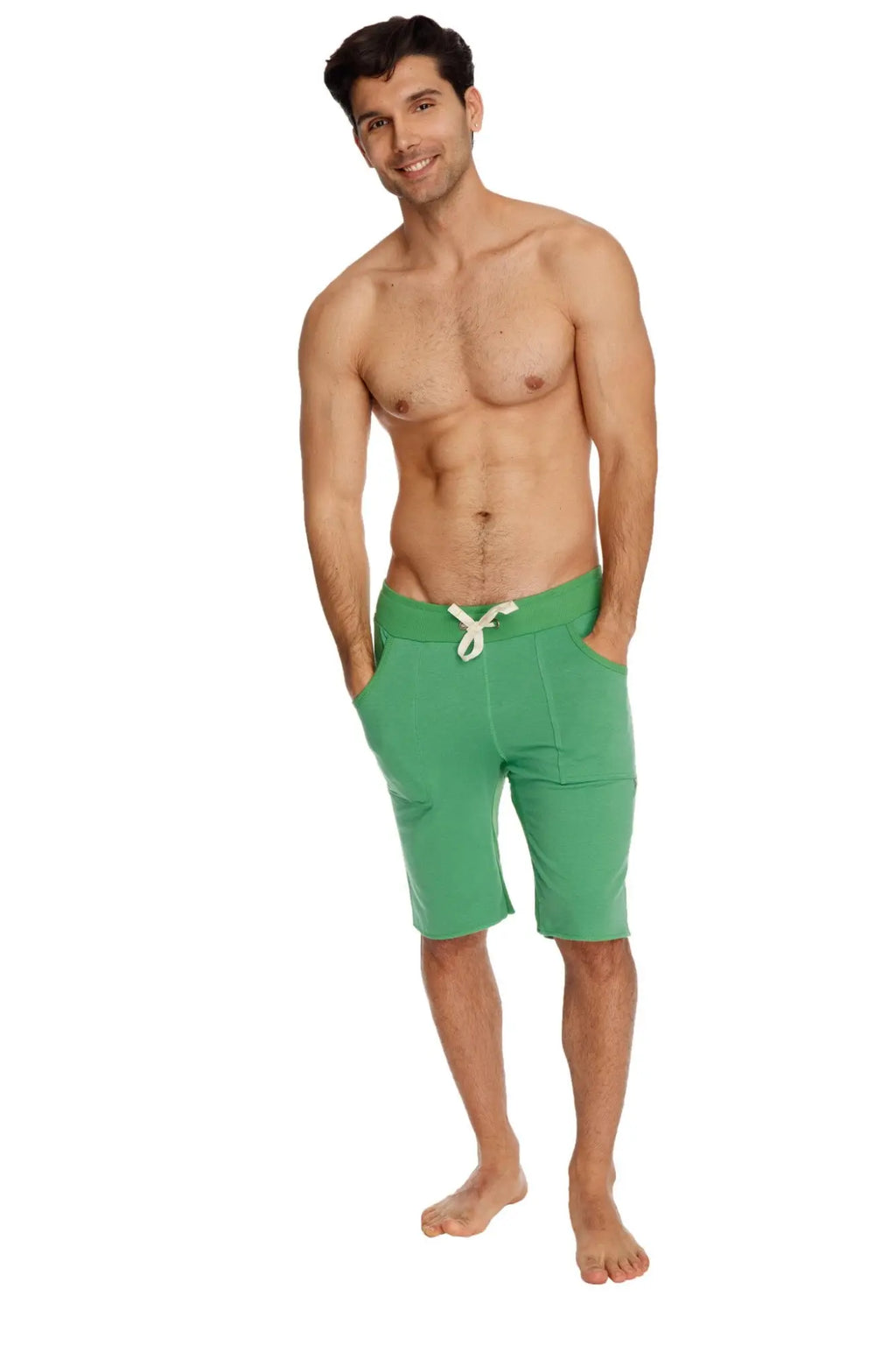 Eco-track short bamboo green green athletic shorts with white drawstring waistband made from bamboo fabric