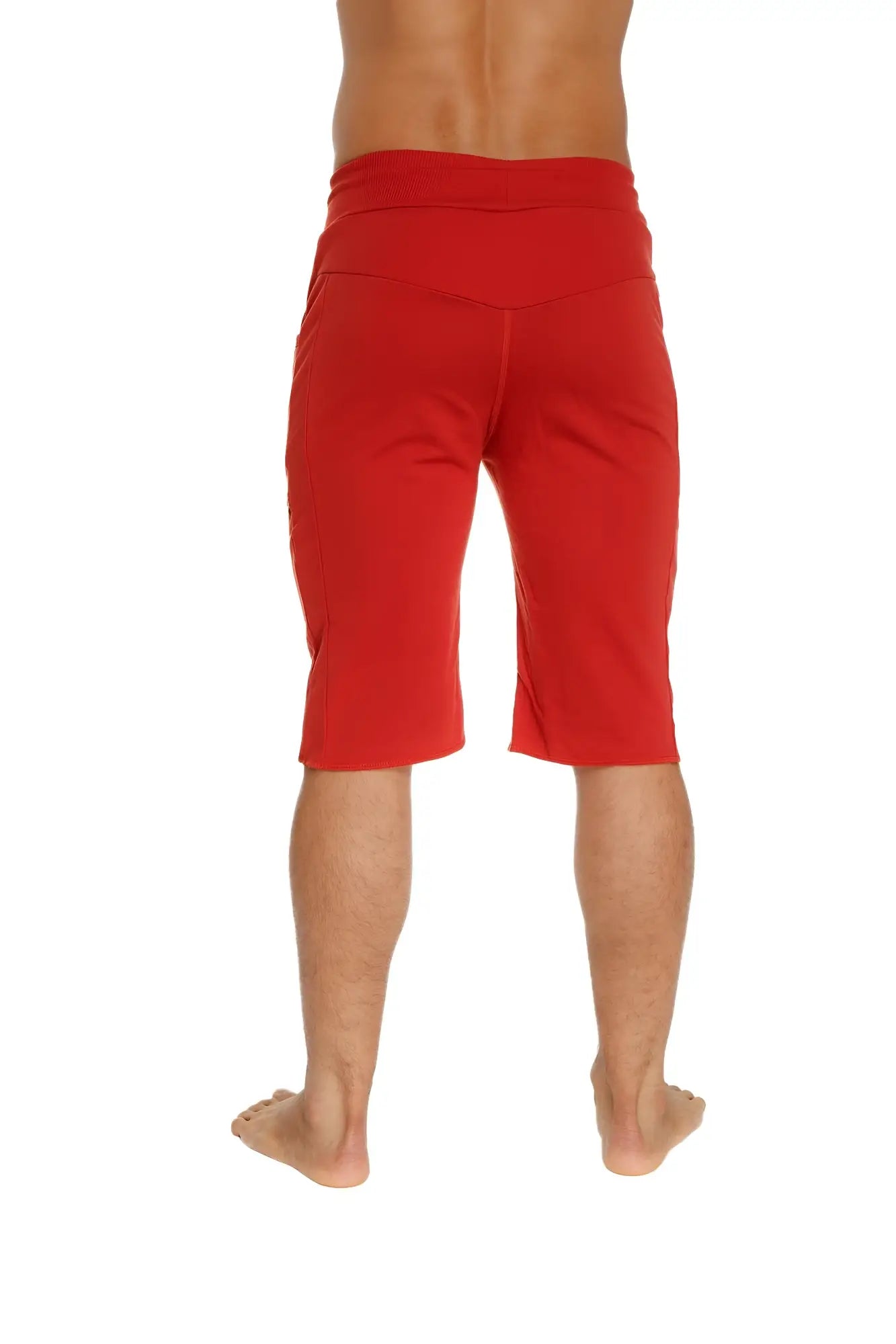 Eco-track short cinnabar high-waisted red stretchy fabric shorts ideal for activewear and casual use