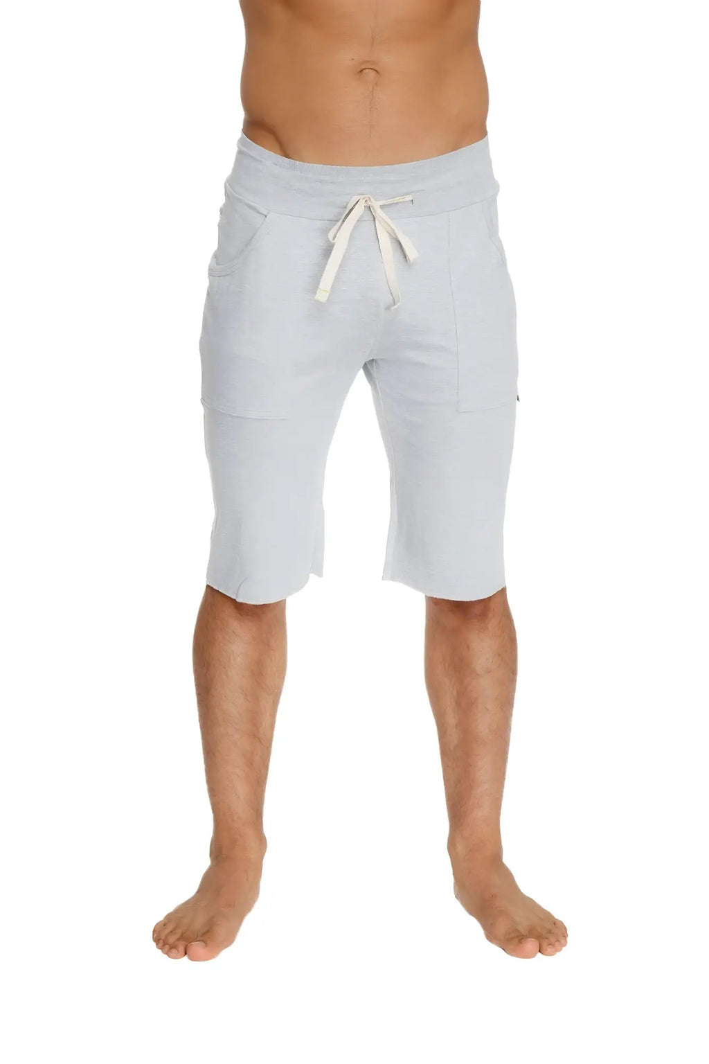 Eco-track short heather grey soft textured light gray shorts with drawstring waist and side pockets
