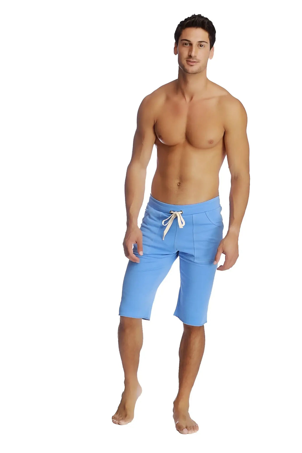 Eco-Track Short ice blue light blue mid-thigh swim trunks with white drawstring for eco-friendly water use