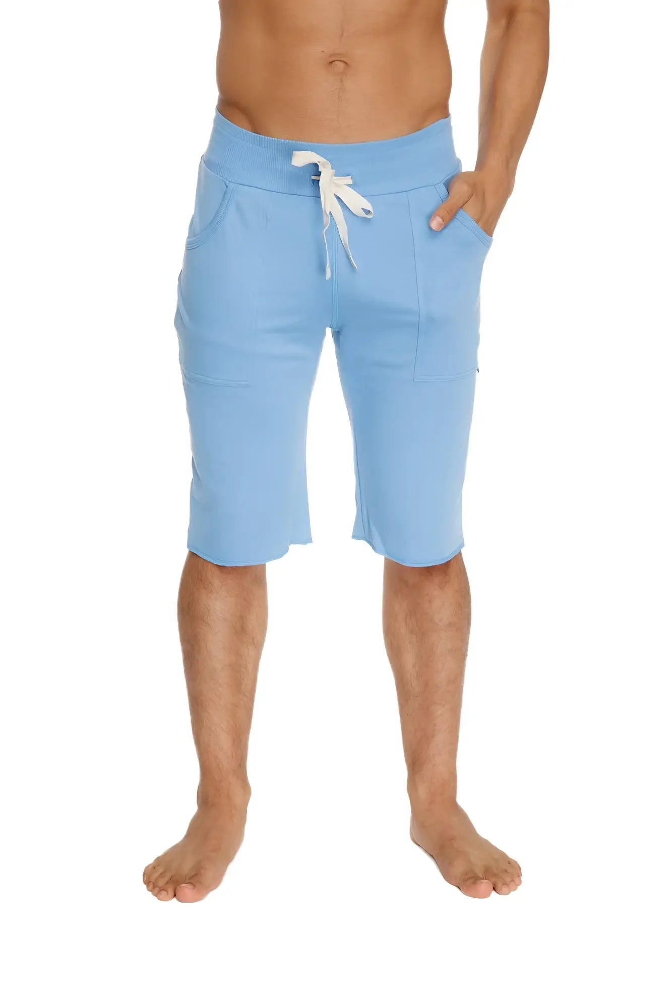Eco-track short ice blue light blue soft fabric shorts with white drawstring and side pockets for active wear