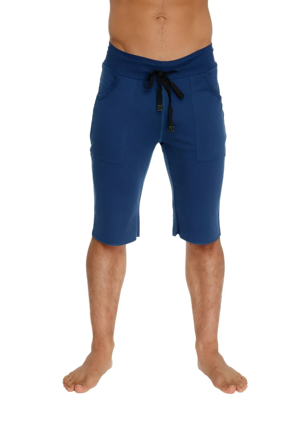 Eco-track short royal blue with black drawstring waistband and side pockets in breathable athletic fabric