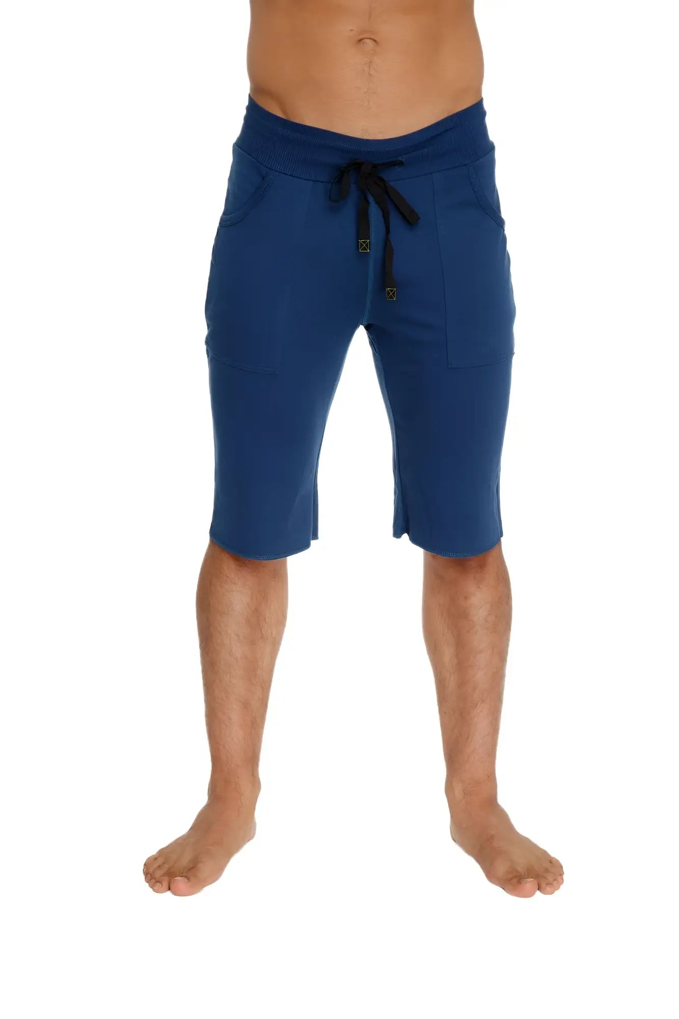 Eco-track short royal blue with black drawstring waistband and side pockets in breathable athletic fabric