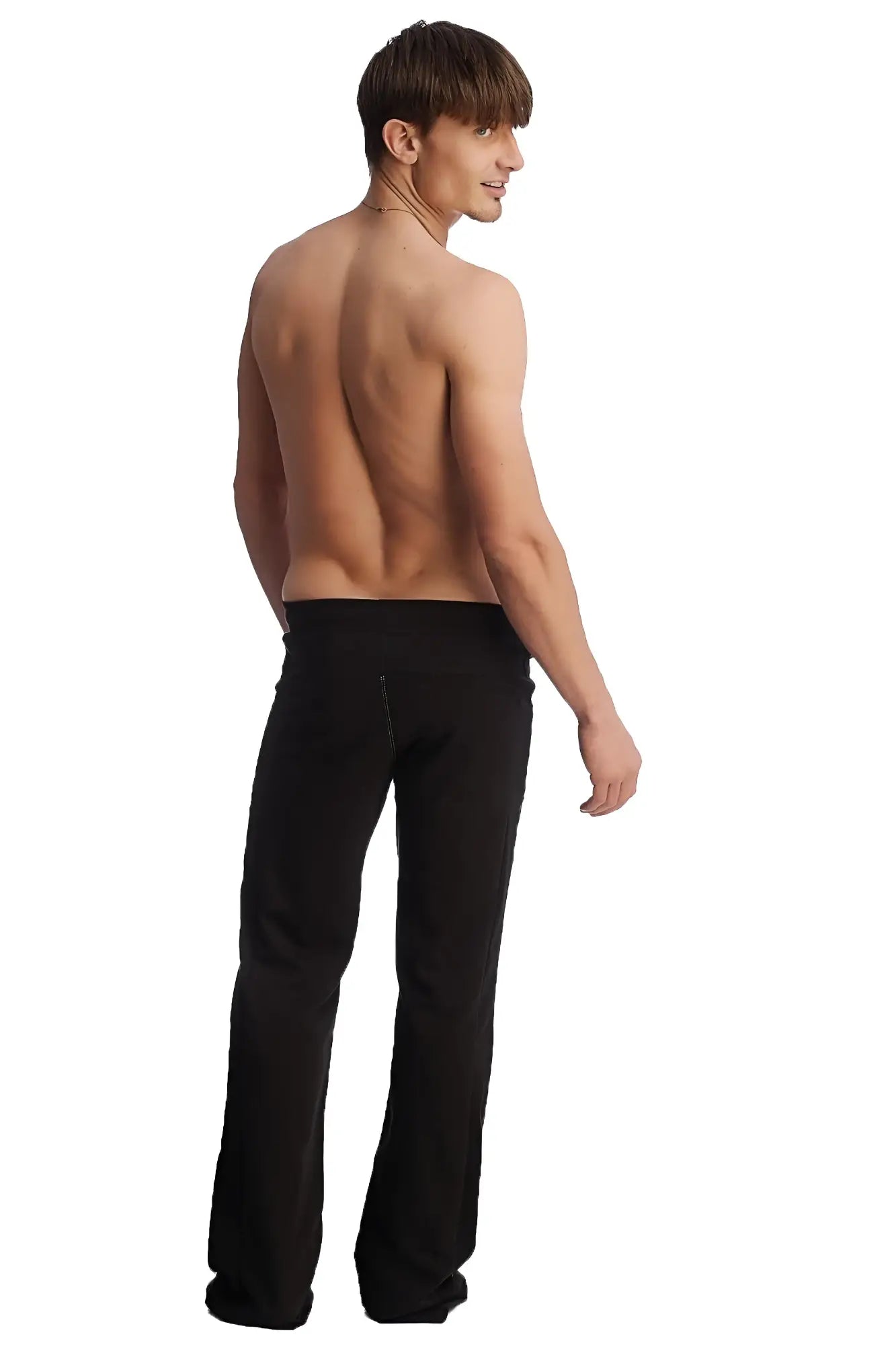 Black edge eco-track and yoga sweat pant with straight-leg sleek modern cut suitable for active wear