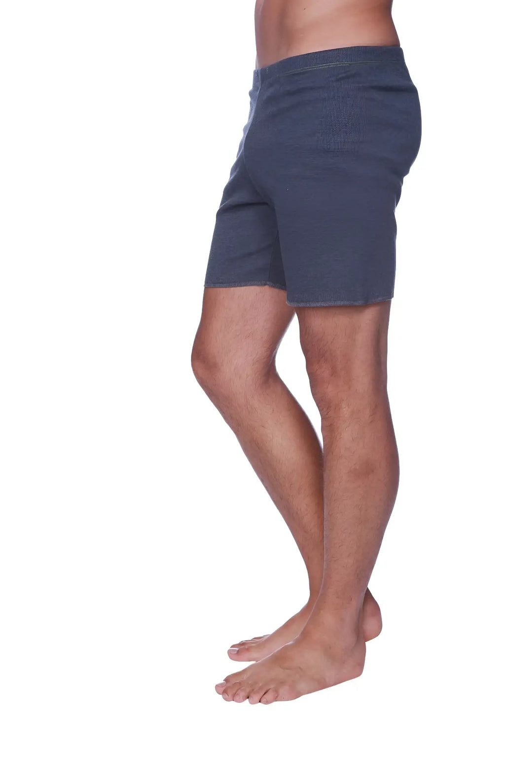 Fusion yoga short in charcoal featuring dark gray textured fabric with a relaxed fit for comfortable wear