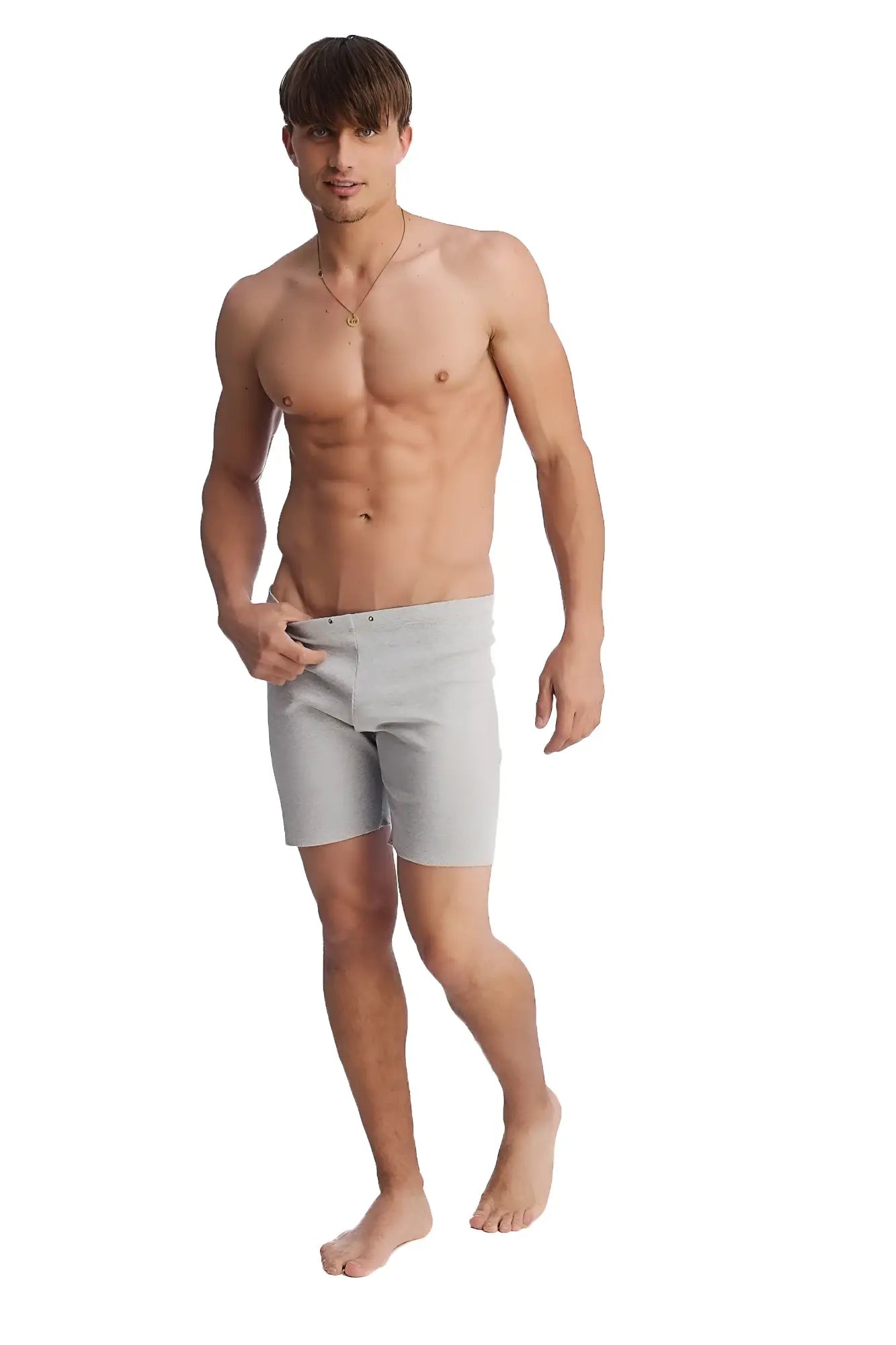 Fusion yoga short heather grey light gray slim fit men’s shorts with clean modern design perfect for yoga and casual wear