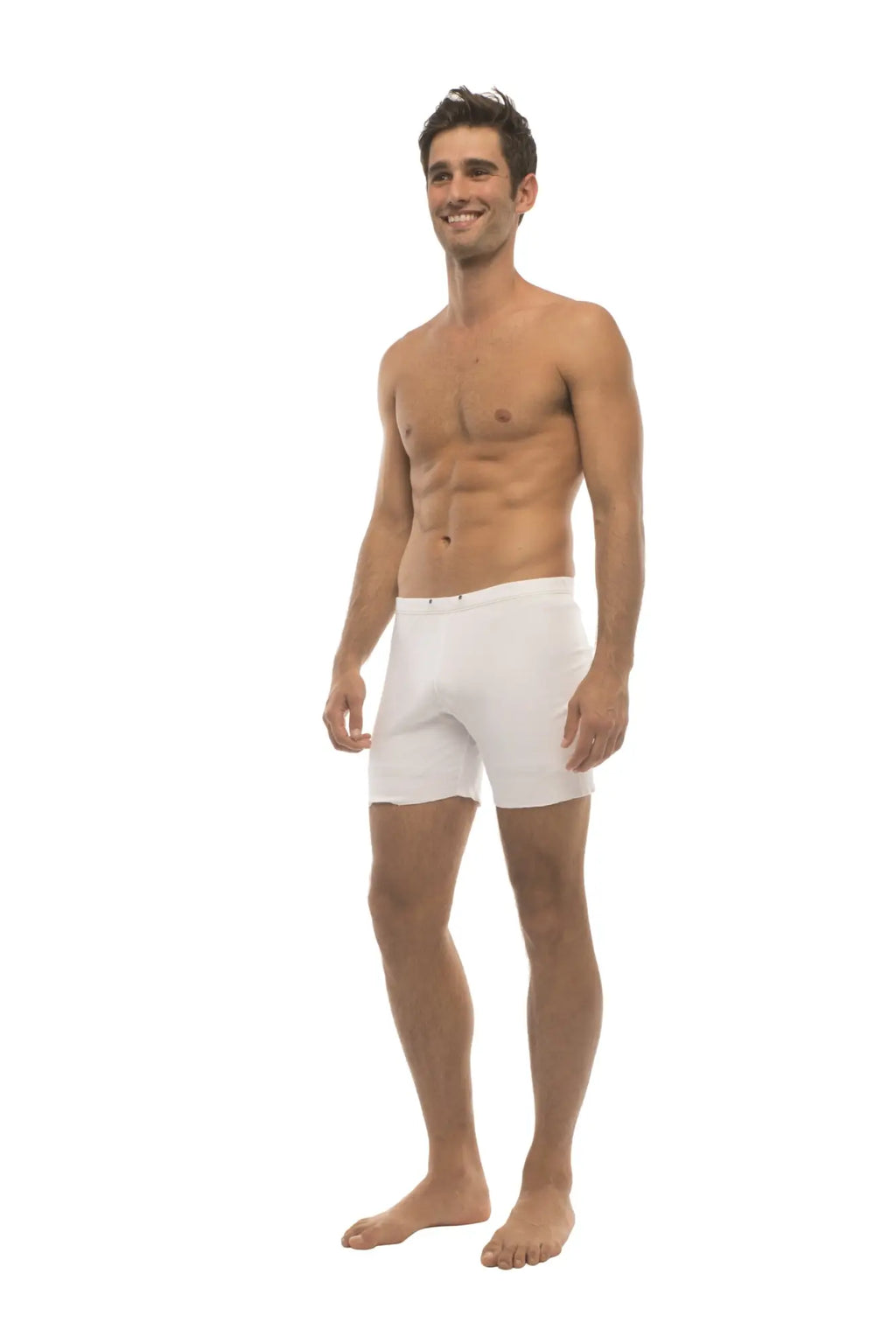 White mens briefs fusion yoga short with smooth form-fitting design for comfortable active wear