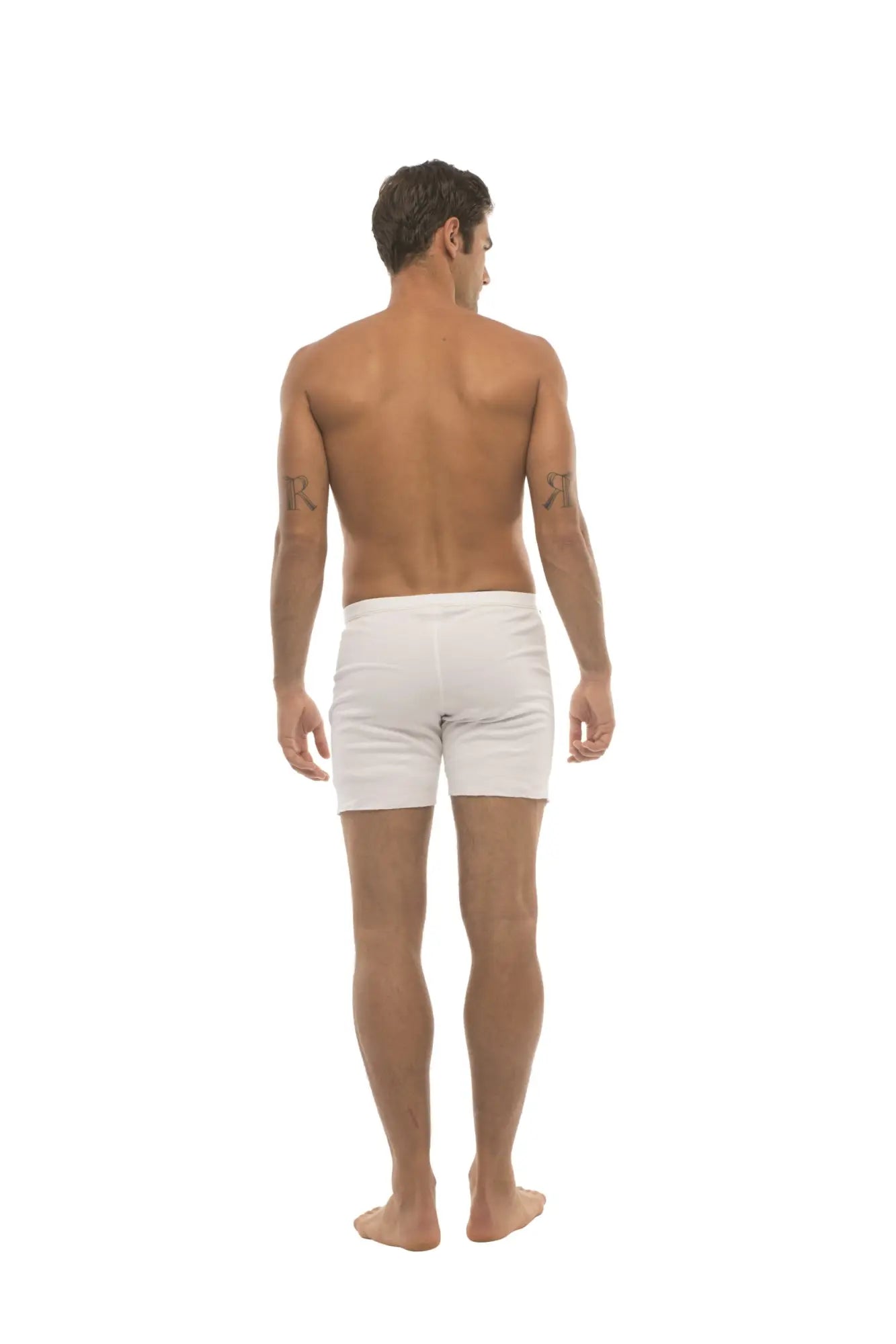White fusion yoga short briefs with a simple clean design made of breathable fabric for activewear use
