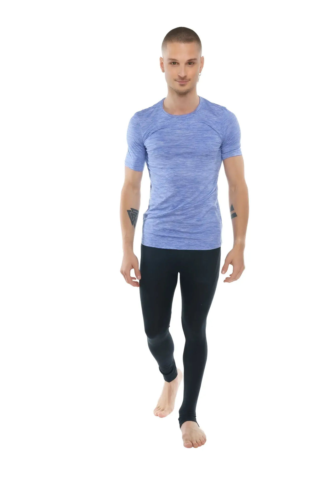 Men’s short-sleeved athletic crew-neck shirt in lavender heather fabric with fitted design perfect for workouts