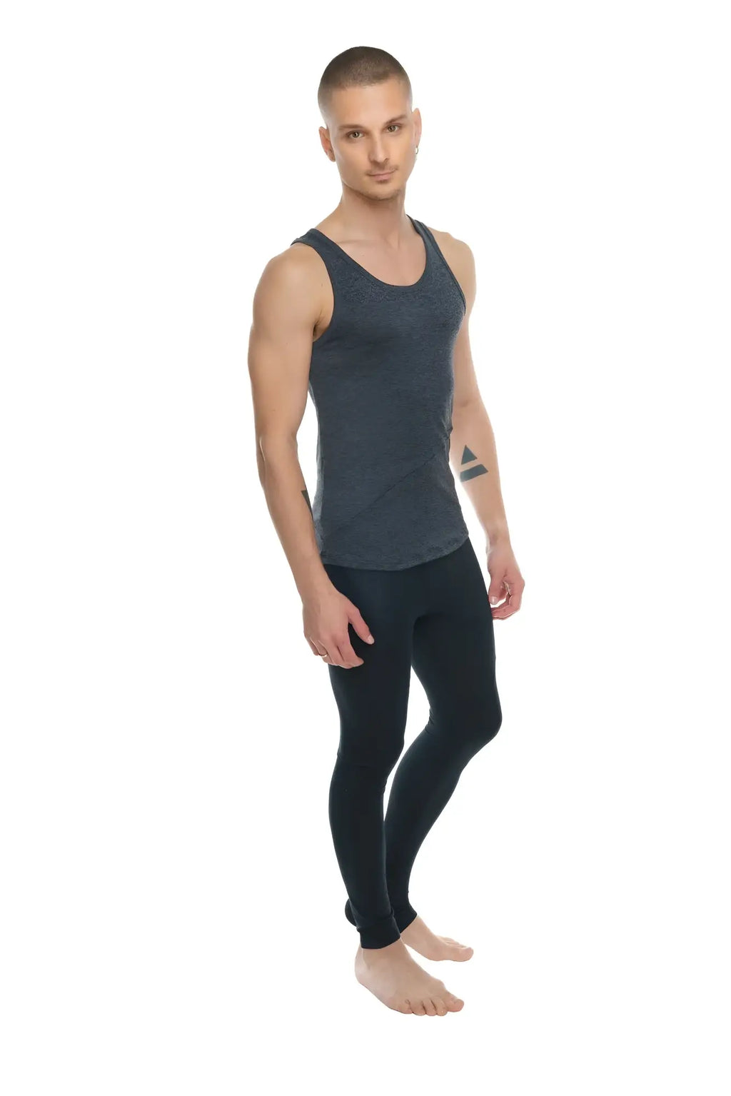 Dark gray heathered fitted tank top with round neckline in charcoal heather perfect for casual wear