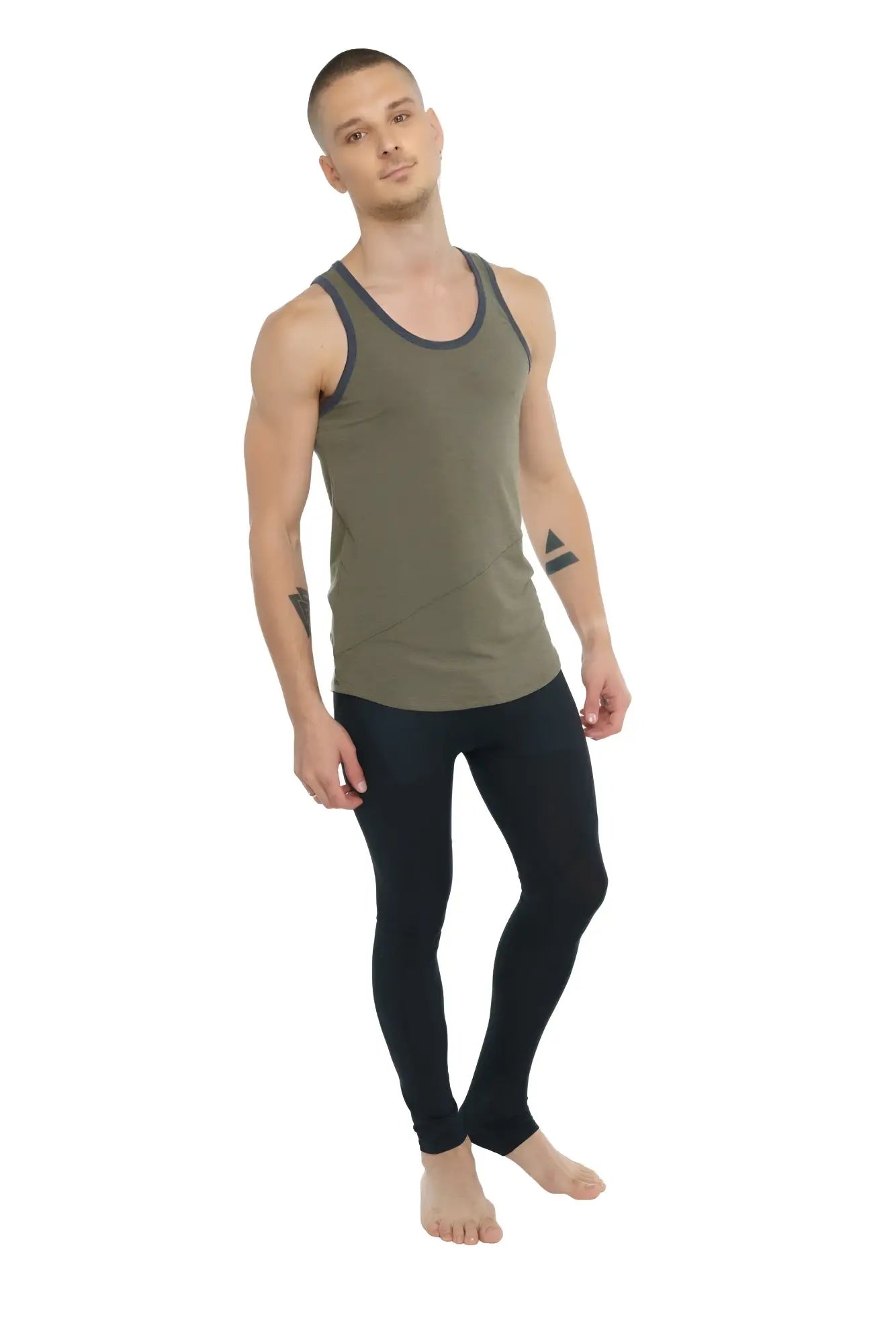 Olive green racerback tank top with dark gray trim the perfect tank olive heather ideal for casual wear