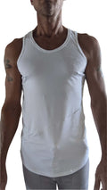 White sleeveless tank top the perfect tank with rounded neckline and subtle diagonal seam detail