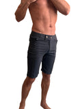 Dark gray durable fabric performance premium urban tactical dress shorts with modern tailored fit and subtle stitching details