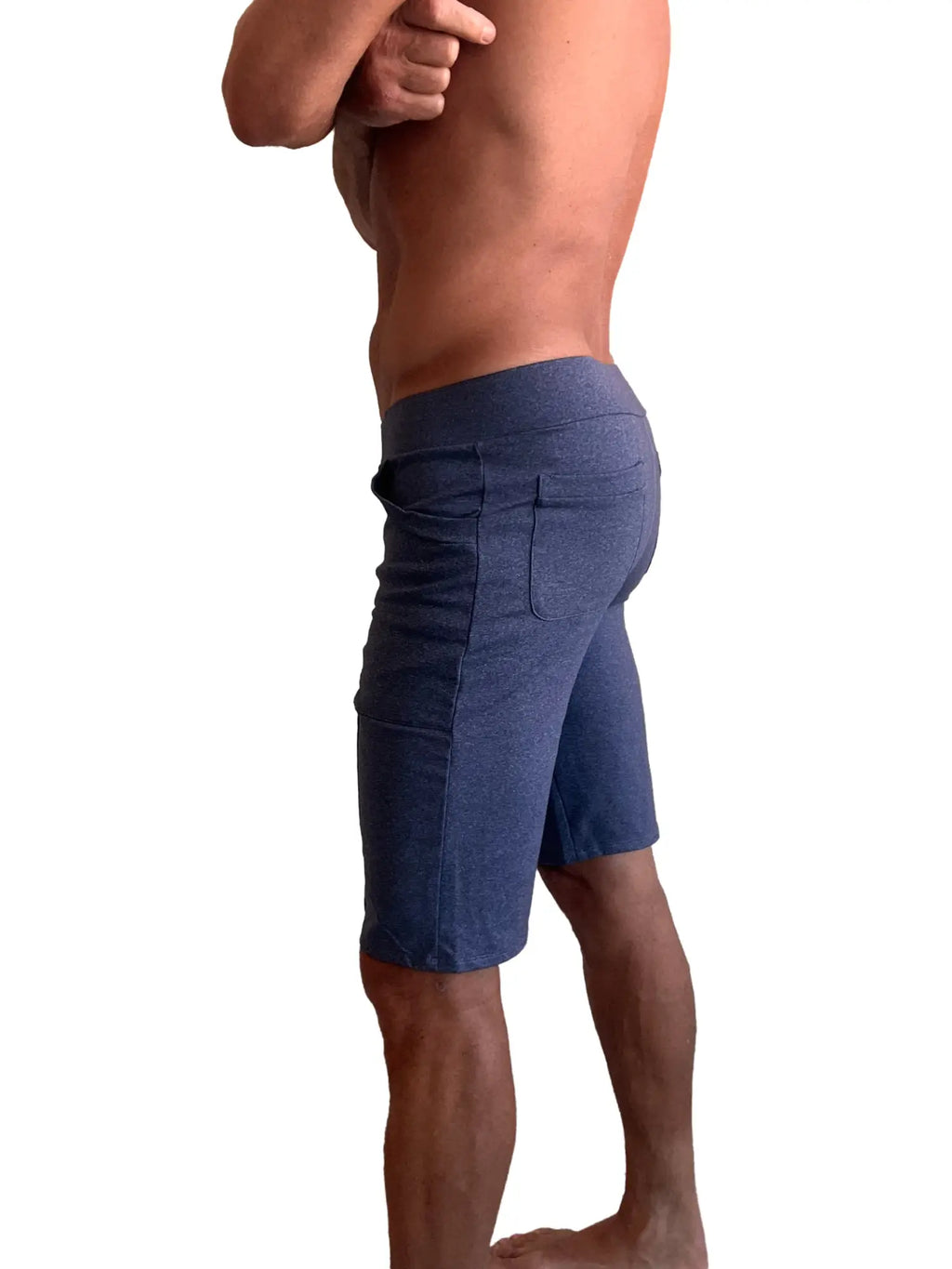 Performance premium urban tactical dress shorts in navy blue heather with multiple pockets made from performance fabric