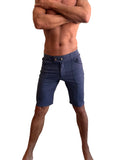 Performance premium urban tactical dress shorts in navy blue heather with tailored fit and buttoned waistband
