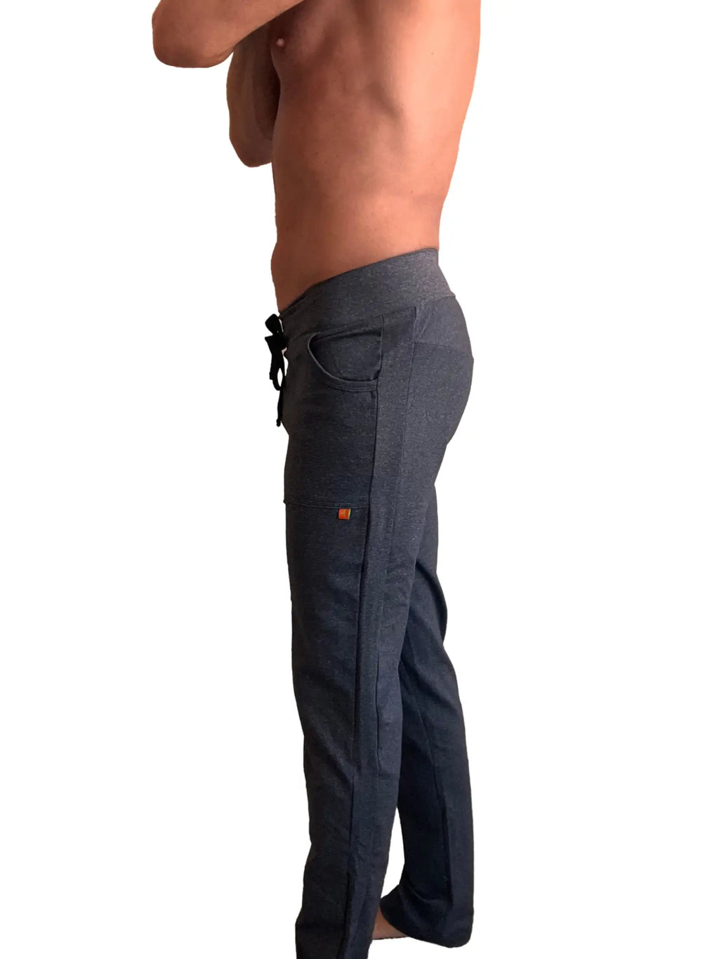 Performance premium long cuffed jogger and yoga sweat pants in charcoal heather with drawstring waist and side pockets