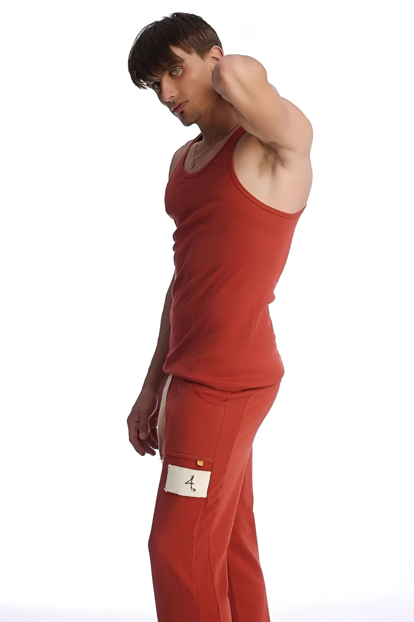 Red cotton sustain tank top cinnabar with fitted design and thin straps for lightweight comfort